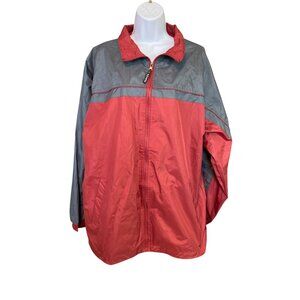 Kenpo Windbreaker Jacket L Red Gray Full Zip Lightweight Retro Y2K Streetwear